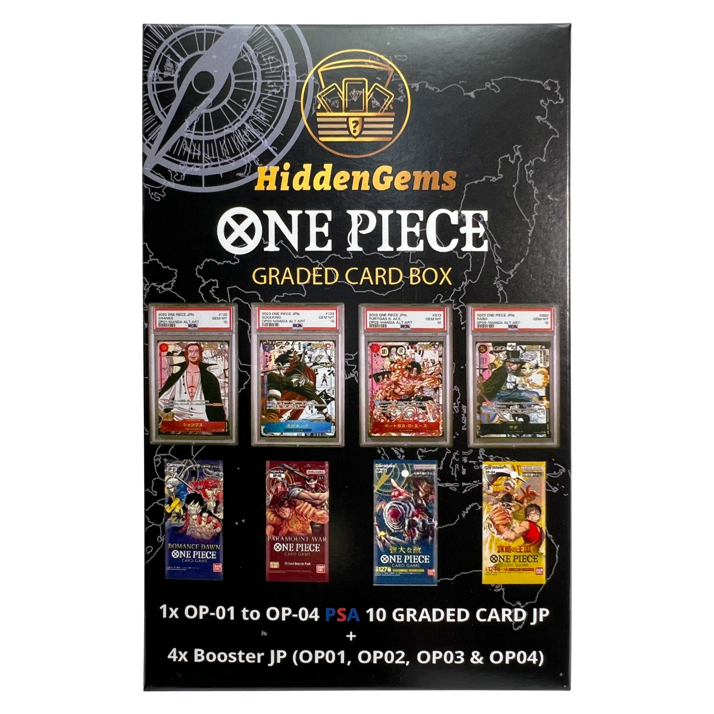 Hidden Gems OP01-OP04 One Piece PSA 10 Graded Booster Box